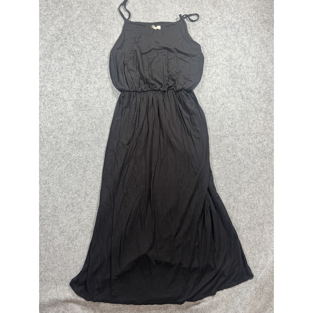 Olivia Rae Sleeveless Maxi Dress XL Black Solid Elastic Waist‎ Jersey Knit